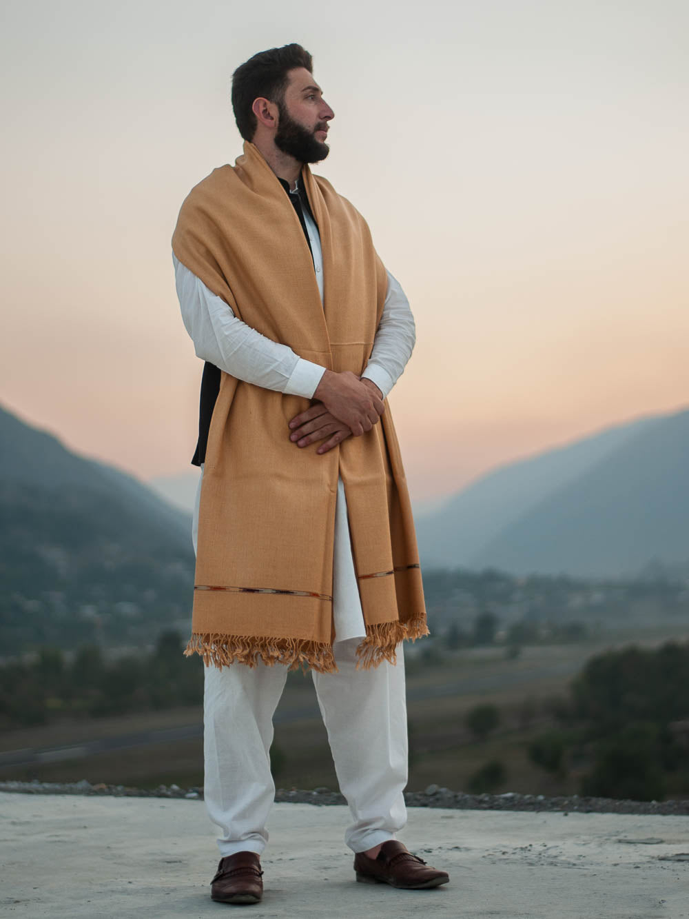 PURE PASHMINA WOOLEN SHAWL FOR MEN LIGHT-WEIGHT BR