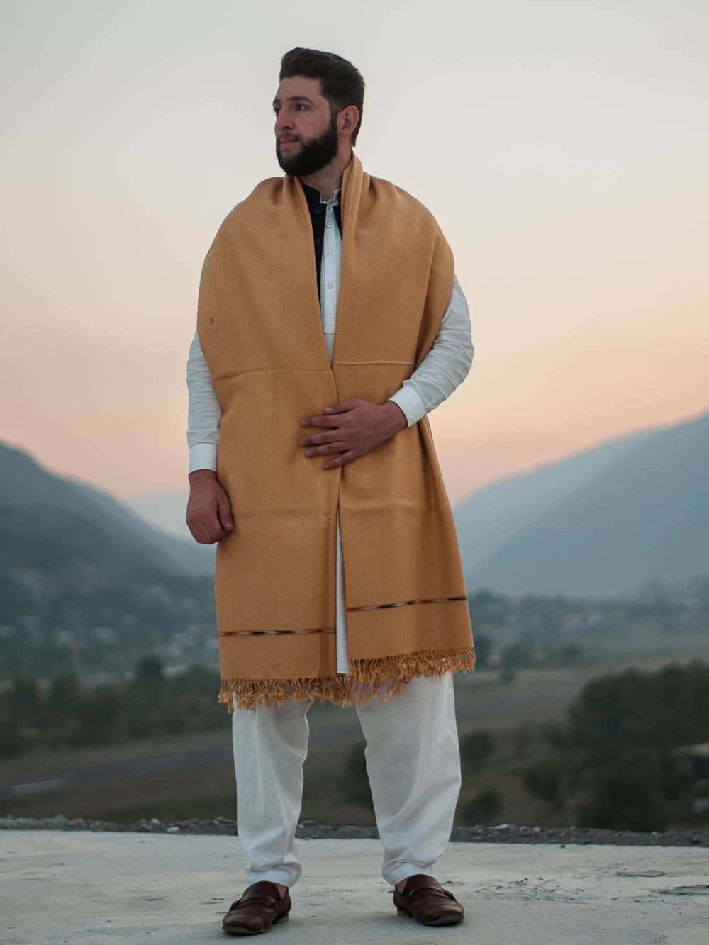 PURE PASHMINA WOOLEN SHAWL FOR MEN LIGHT-WEIGHT BR