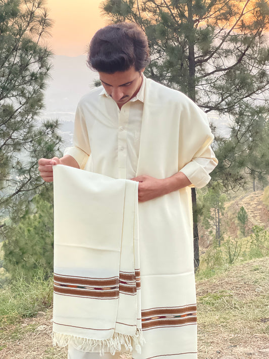 PURE HANDMADE 100% WOOLEN SHAWL FOR MEN LIGHT-WEIGHT
